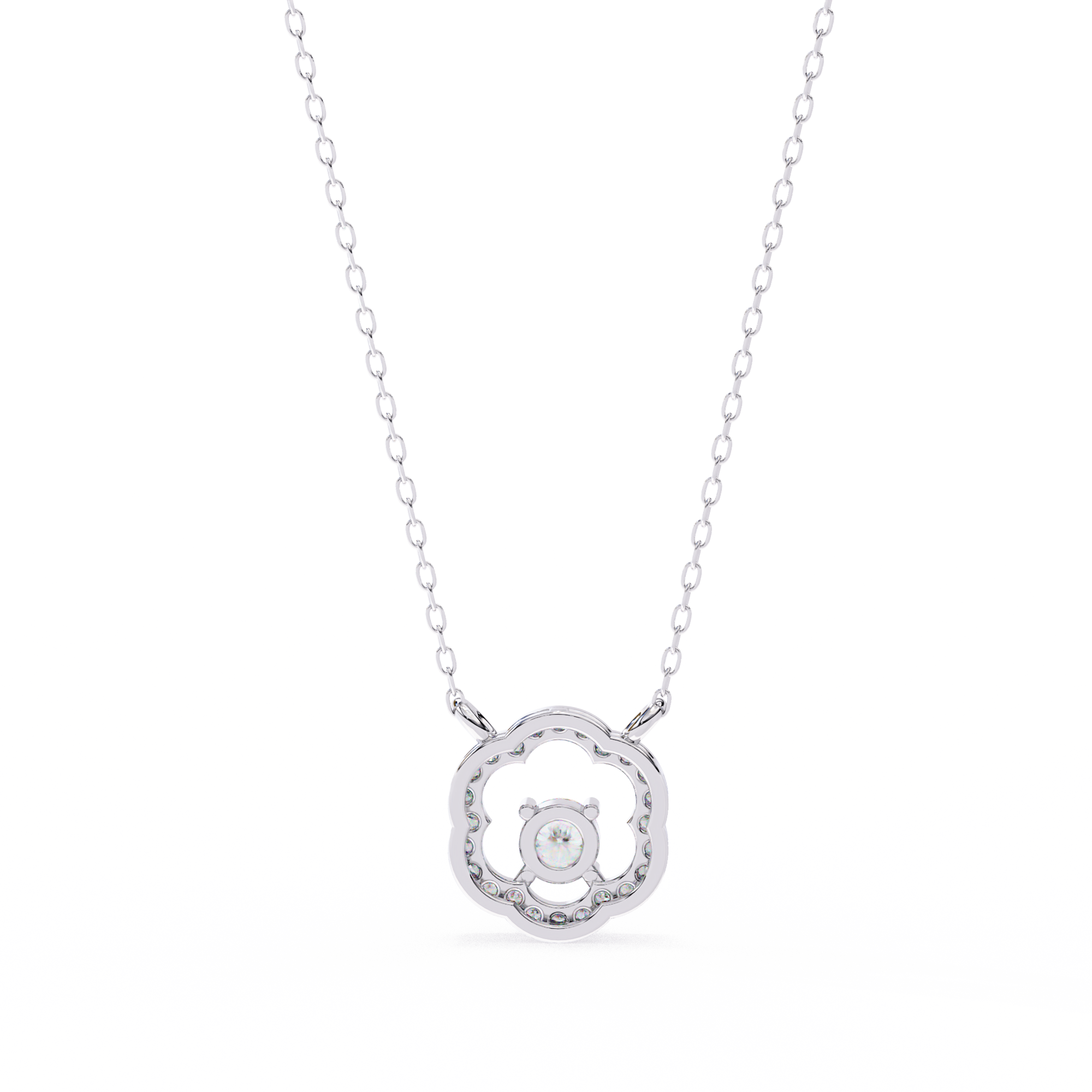 Solitairekart 0.31ct Natural Diamond Bloom Halo Pendant-HI Color, VS-SI Clarity